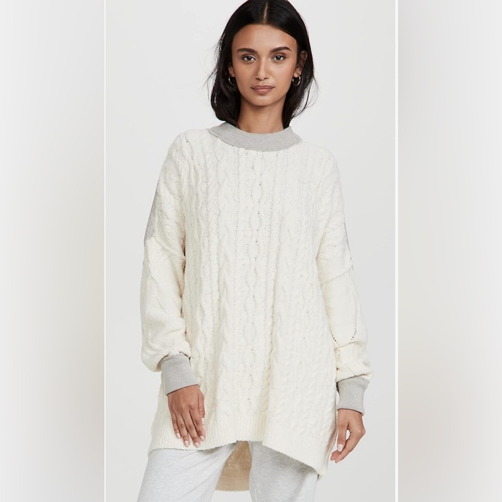 Free People Cream and Gray Olympia Tunic Sweater - Picture 7 of 14